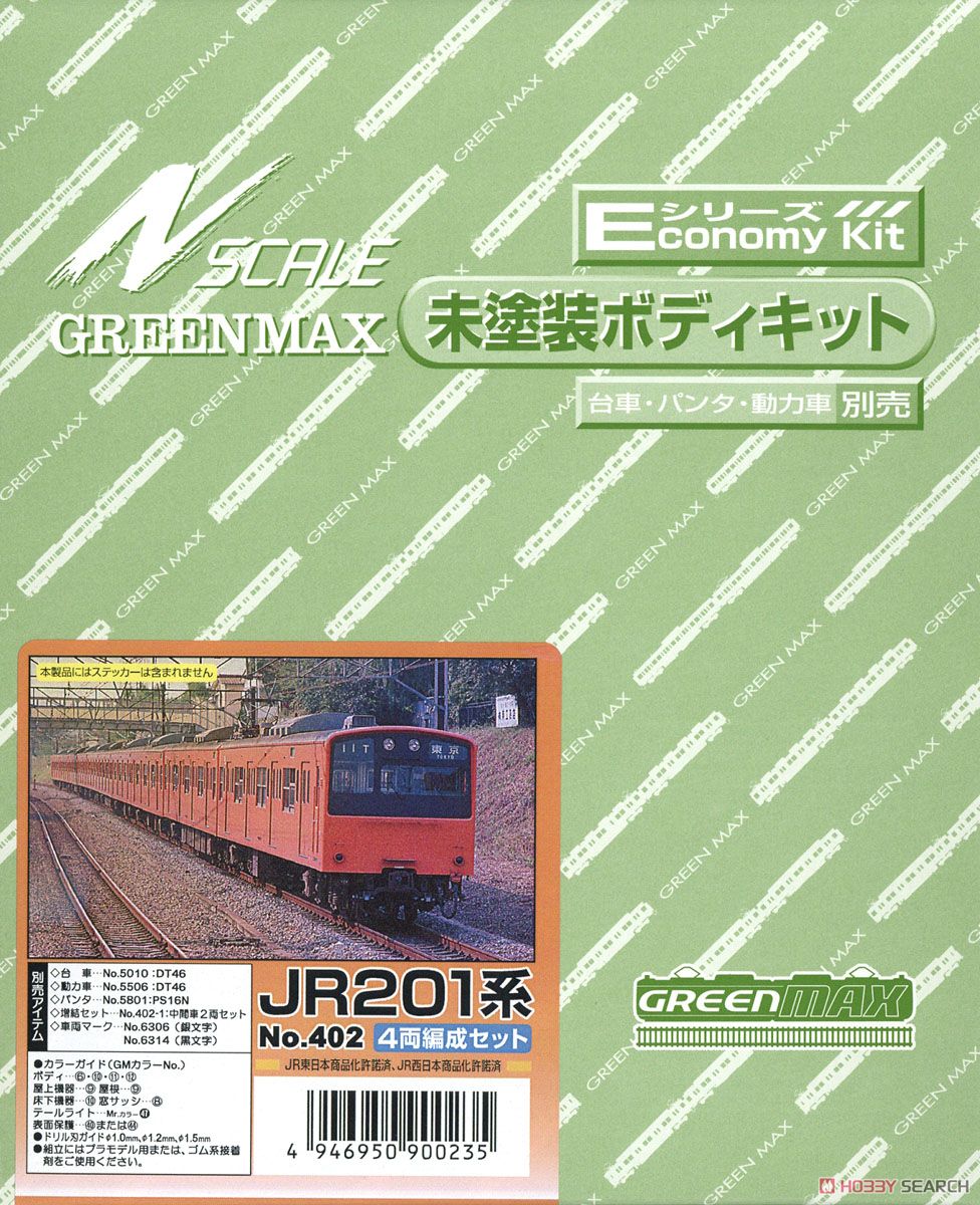 JR 201系 4輛編成セット (基本・4両セット) (組み立てキット) (鉄道模型) パッケージ1