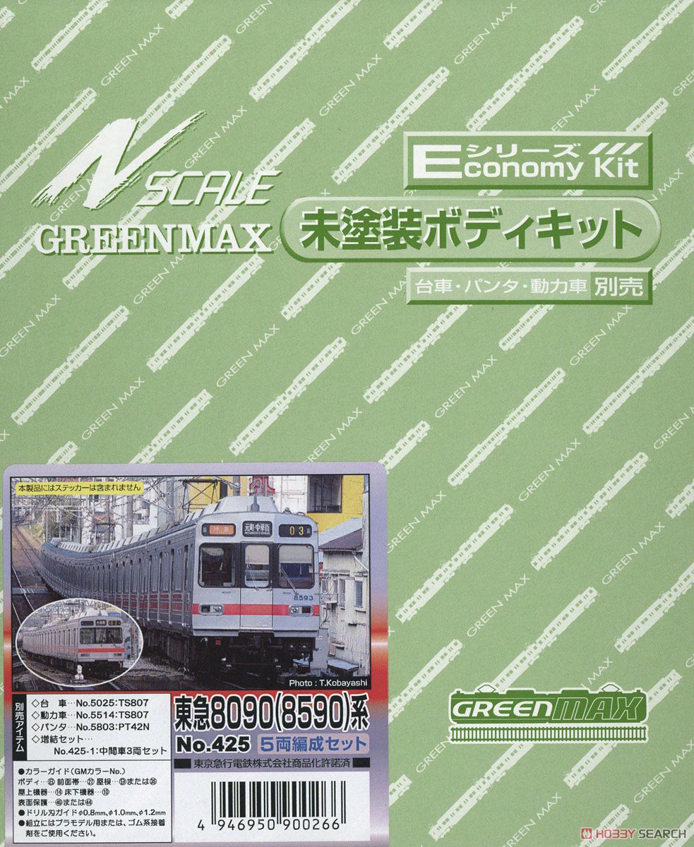 東急 8090(8590)系 5輛編成セット (基本・5両・組み立てキット) (鉄道模型) パッケージ1