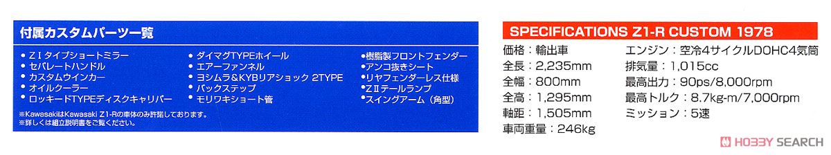 カワサキ Z1-R カスタムパーツ付き (プラモデル) 解説1