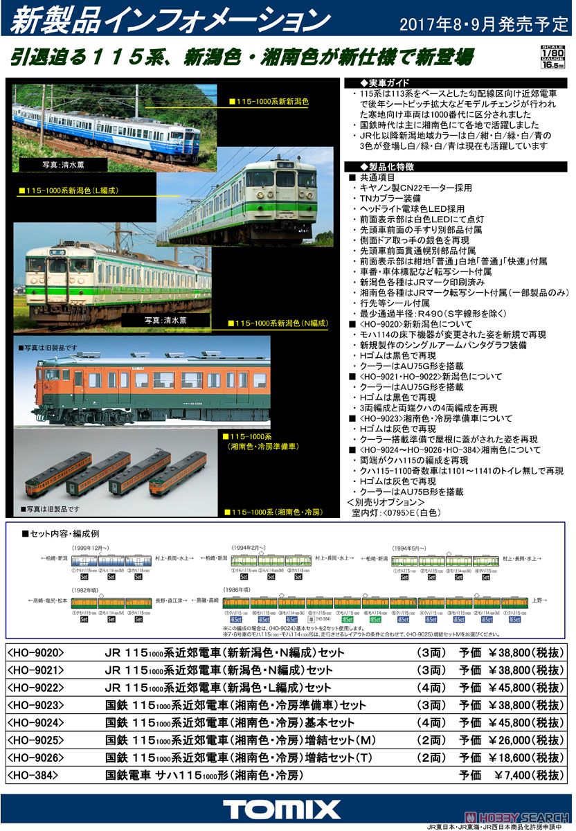 16番(HO) 国鉄 115-1000系 近郊電車 (湘南色・冷房) 増結セット (M) (増結・2両セット) (鉄道模型) 解説1