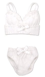 Ribbon Brassiere & Shorts Set (White) (Fashion Doll)