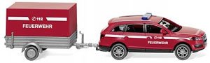 (HO) Audi Q7 Fire Truck w/Trailer (Model Train)