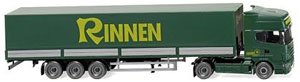 (HO) スカニア R 420 トップライン フラットベット トレーラートラック `Rinnen` (鉄道模型)