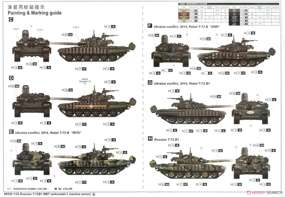 ロシア連邦軍 T-72B1 主力戦車/ERA (プラモデル) 塗装4