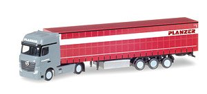 (N) Mercedes-Benz Actros Gigaspace Container Semitrailer `Planzer` (MB A`11 Giga SZ) (Model Train)