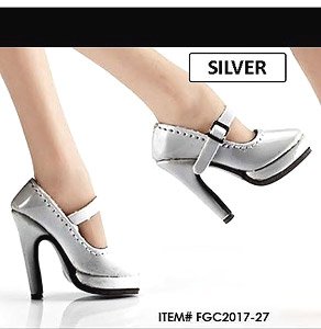 Flirty Girl Shoes Collection/ Female Platform Pumps Silver 1/6 Set FGC2017-27 (Fashion Doll)