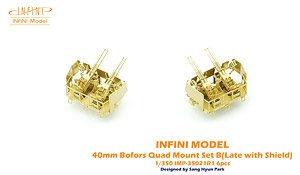 USN Bofors 40mm Quad Mount Set B (Late with Shield) 6pcs (Plastic model)