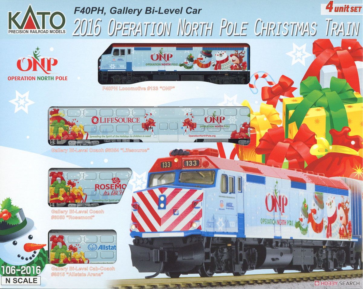 2016 Operation North Pole Christmas Train (F40PH機関車/ギャラリー・バイレベル客車 ONP クリスマストレイン 2016) (基本・4両セット) パッケージ1