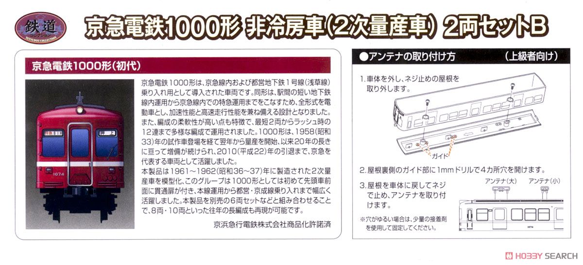 鉄道コレクション 京急電鉄 1000形 非冷房車 (2次量産車) (2両セットB) (鉄道模型) 解説1