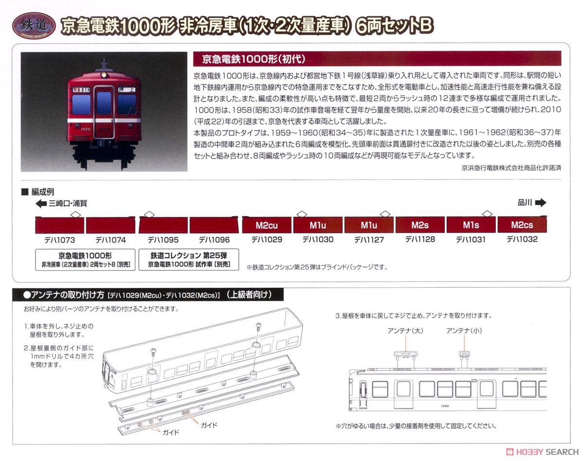 鉄道コレクション 京急電鉄 1000形 非冷房車 (1次・2次量産車) (6両セットB) (鉄道模型) 解説1