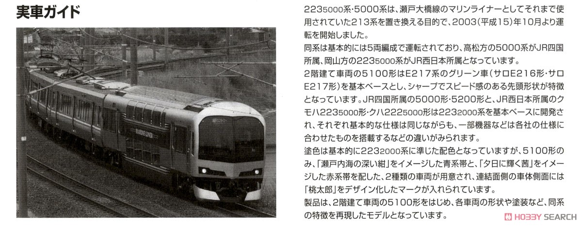 JR 223-5000系・5000系近郊電車 (マリンライナー) セットB (5両セット) (鉄道模型) 解説1