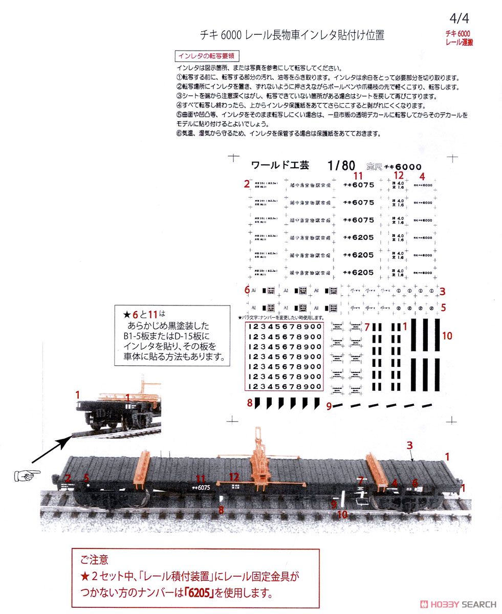 16番(HO) チキ6000形 定尺レール長物車 組立キット タイプA 2輌セット (組み立てキット) (鉄道模型) 設計図3