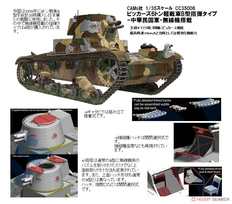 ビッカーズ6トン軽戦車B型指揮タイプ-中華民国軍・無線機搭載 (プラモデル) その他の画像2