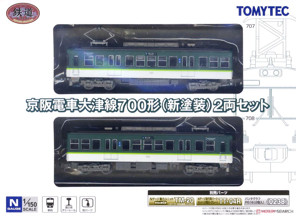 鉄道コレクション 京阪電車大津線 700形 (新塗装) (2両セット) (鉄道模型) パッケージ1