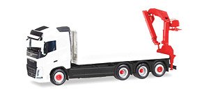 (HO) ミニキット ボルボ FH Gl.4 axle フラットトラック/ローディングクレーン ホワイト (VOLVO FH GL. 4-ACHS FLACHBETT-LKW MIT LADEKRAN