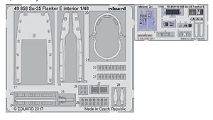 Photo-Etched Parts for Su-35 Flanker E Interior (for Kitty Hawk) (Plastic model)