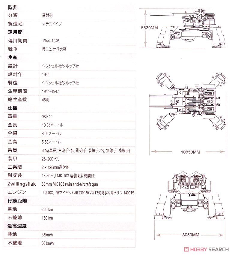 E-75 ビエラフースラー 128mmツヴィリング (プラモデル) 解説3