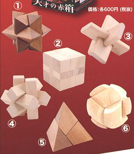 木製立体パズル 天才の赤箱 6個セット (パズル、ちえのわ)