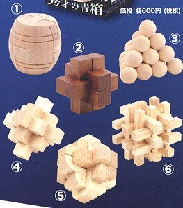 木製立体パズル 秀才の青箱 6個セット (パズル、ちえのわ)