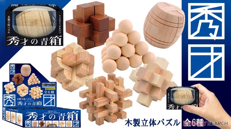 木製立体パズル 秀才の青箱 6個セット (パズル、ちえのわ) その他の画像1