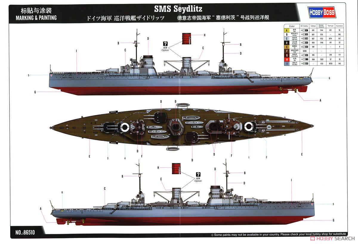 ドイツ海軍 巡洋戦艦ザイドリッツ (プラモデル) 塗装1