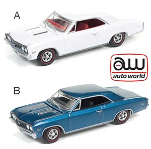 1967 Chevy Chevelle SS Gloss White/Marina Blue (2台セット) (ミニカー)