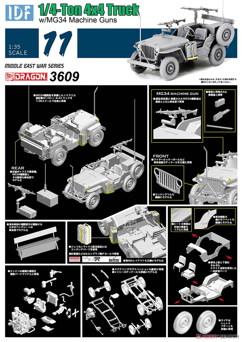 イスラエル国防軍 IDF 1/4トン 4×4トラック w/MG34機関銃 (プラモデル) その他の画像1