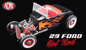 1929 Ford Hot Rod Black/Flame Pattern (Diecast Car)