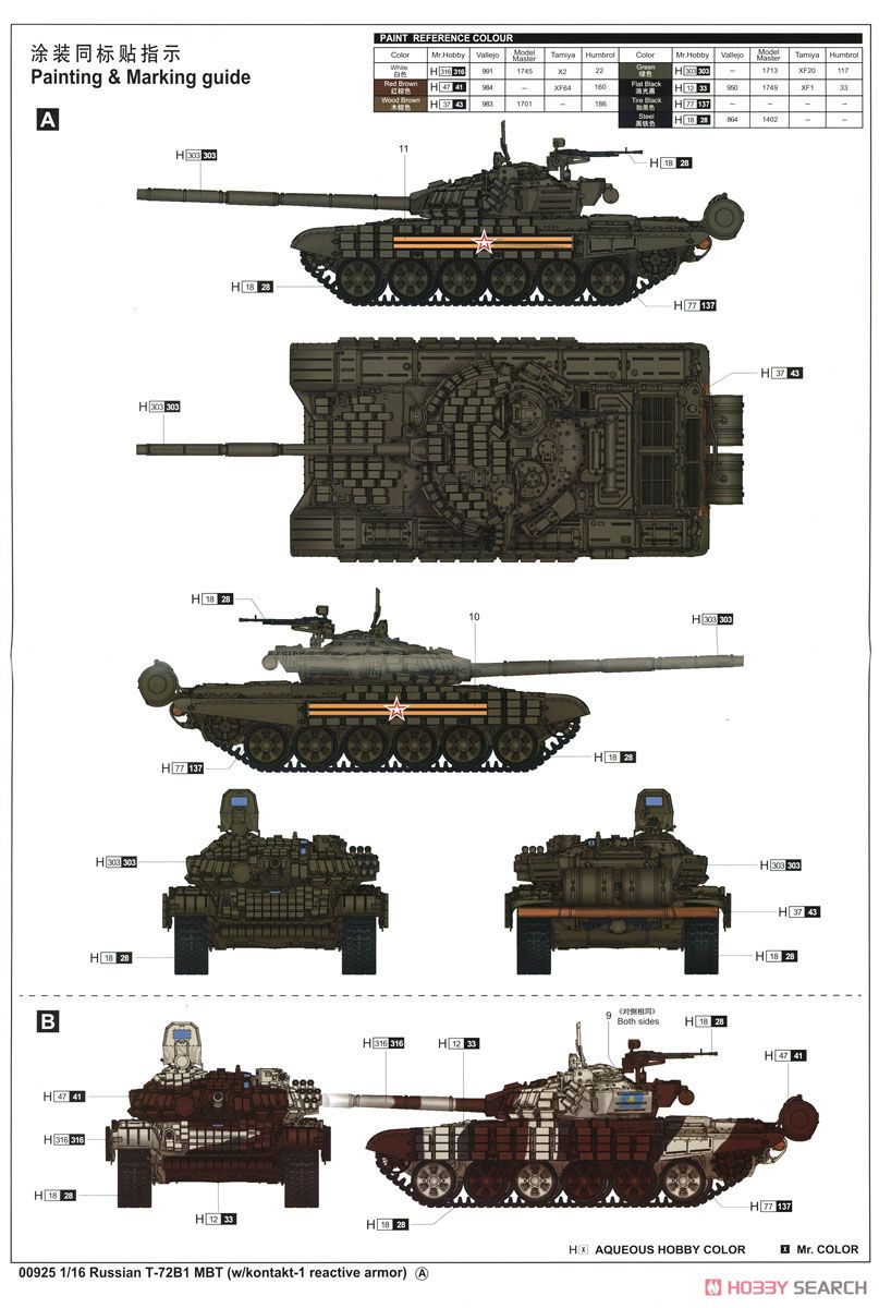 ソビエト軍 T-72B/B1 主力戦車 (プラモデル) 塗装1