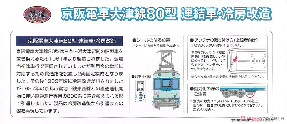 鉄道コレクション 京阪電車大津線 80型 連結車・冷房改造 (2両セット) (鉄道模型) 解説1