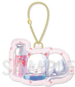 Gin Tama Gin Cat Series PU Leather Key Ring C Strawberry Milk (Anime Toy)