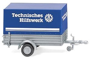 (HO) 乗用車牽引用トレーラー THW(ドイツ災害救助) (鉄道模型)