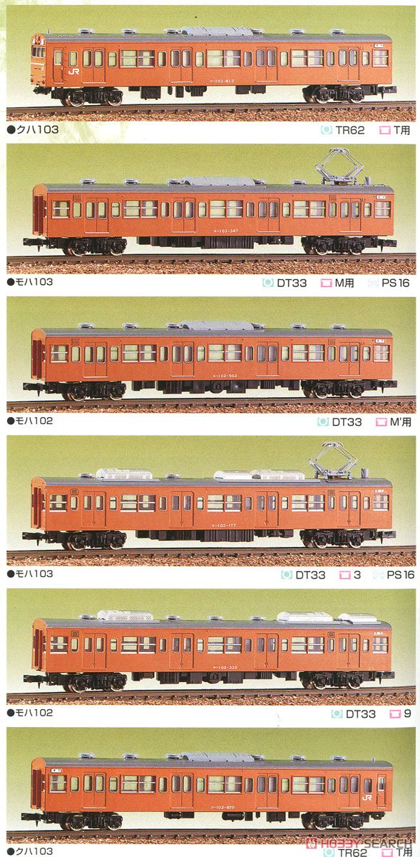 JR 103系 (高運転台・非ATC車) 6輛編成セット (6両・組み立てキット) (鉄道模型) 商品画像1