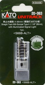 Unitrack Straight Track with Bumper Type A 2 5/8`` (66mm), with Illuminated Signal Light < S66B-ALT > (1 Piece) (Model Train)