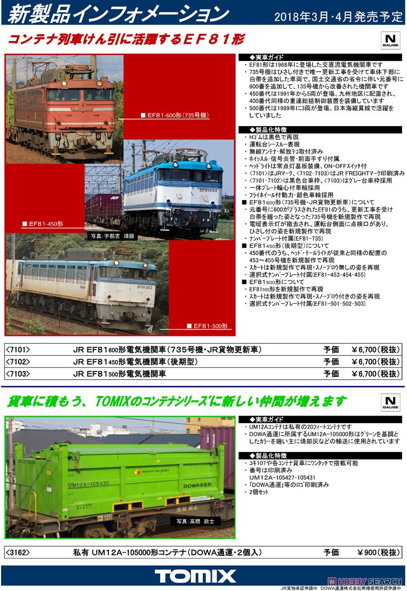 JR EF81-500形 電気機関車 (鉄道模型) 解説1
