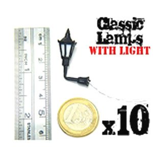 1/72(28mm)-1/32(54mm) クラシックなウォールランプ LEDライト (10個入) (電飾)