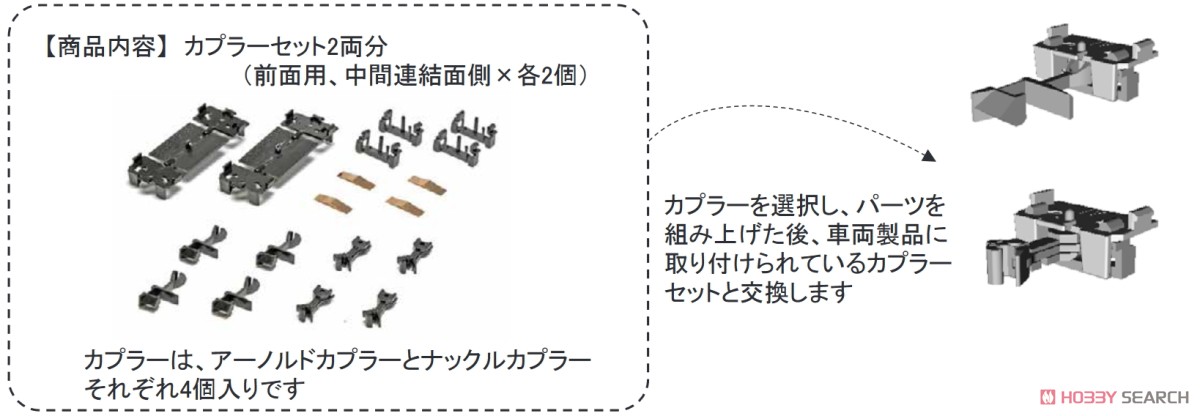 【Assyパーツ】 キハ58系 アーノルド/ナックルカプラーセット (2両分入り) (鉄道模型) 解説1