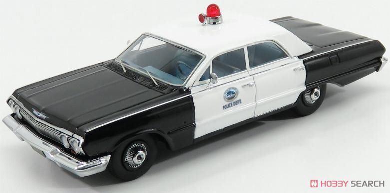 シボレー ビスケーン サンカルロス警察 1963 ブラック / ホワイト (ミニカー) 商品画像1