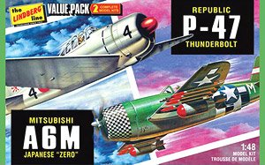 WW.II 日本海軍 A6M 零式艦上戦闘機 ＆ アメリカ陸軍 P-47 サンダーボルト 2機セット (プラモデル)