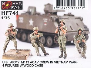 U.S. Army M113 ACAV in Vietnam War - 4 Figures w/Wood Case (Plastic model)