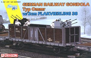 German Railway Gondola Typ Ommr w/2cm Flakvierling 38 (Plastic model)