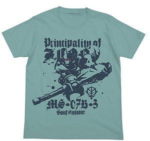 Mobile Suit Gundam: The 08th MS Team Gouf Custom T-Shirts Sage Blue M (Anime Toy)