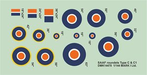南アフリカ空軍 タイプC/C1 ラウンデル (16～63インチ、8サイズ) (2枚入り) (デカール)