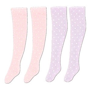 PNS Polka Dot Socks B Set (Pastel Pink x Cream, Pastel Lavender x White) (Fashion Doll)