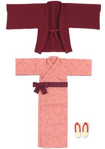 PNS Onsen Yukata Set (Dark Red) (Fashion Doll)