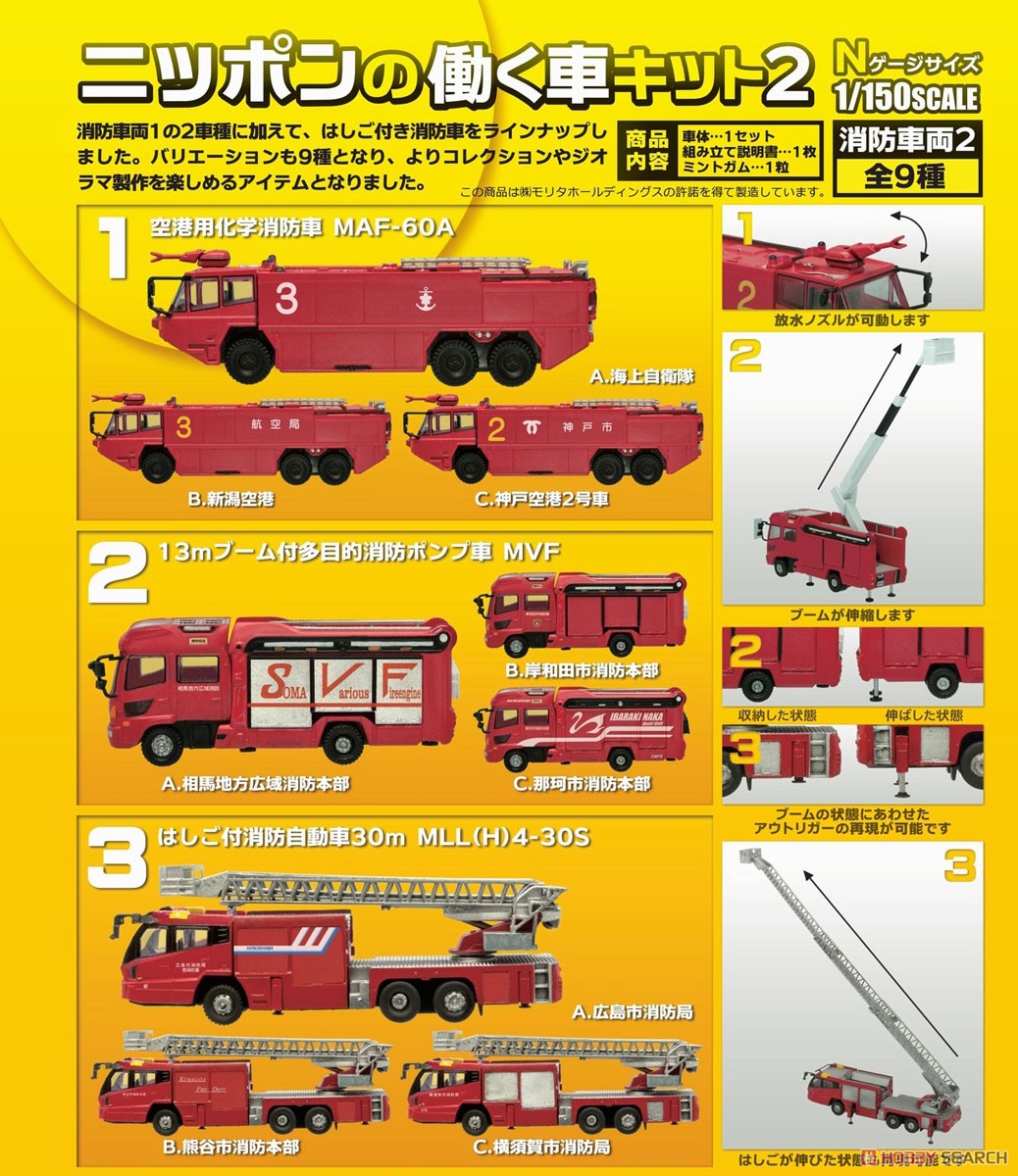 ニッポンの働く車キット2 消防車両2 10個セット (ミニカー) その他の画像1