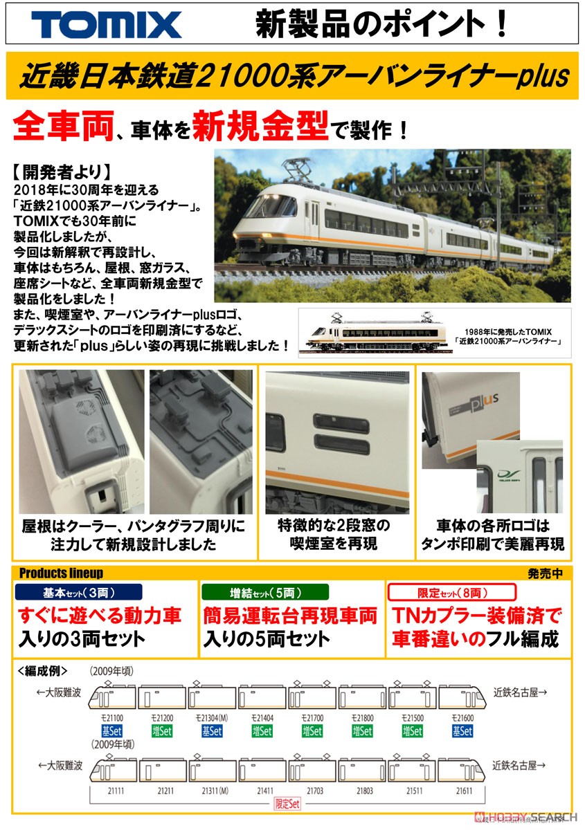 近畿日本鉄道 21000系 アーバンライナー plus 基本セット (基本・3両セット) (鉄道模型) 解説4