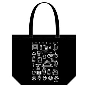 [Yurucamp] Tote Bag Gear Icon Pattern Design Black (Anime Toy)