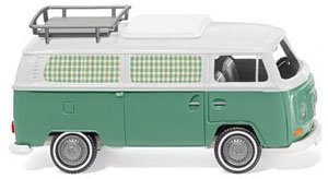 (HO) VW T2 Camper Van Mint Green/White (Model Train)