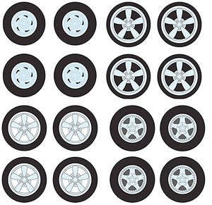 GL Muscle Wheel & Tire Pack - 16 Wheels, 16 Tires, 4 Axles (ミニカー)